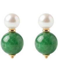 seree - Robyn Pearl Jade Stone Drop Earrings - Lyst