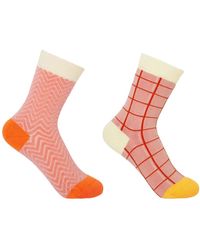 Peper Harow - Made in England - Grid & Zigzag Socks Two Pack - Lyst