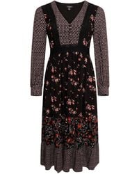 LAtelier London - Penelope Floral Print Mix Midi Dress - Lyst