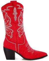 Rag & Co - Latafa Rhinestones Embellished Cowboy Boots - Lyst