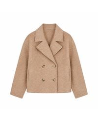 Yumi' - Neutrals Boxy Cropped Jacket - Lyst