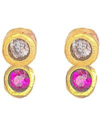 Lily Flo Jewellery - Disco Dot Diamond And Ruby Stud Earrings - Lyst