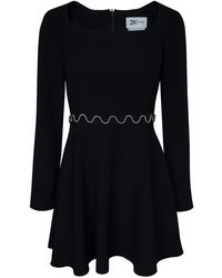 2KStyle - Brigitte Square Neckline Chain-Embellished Skater Mini Dress - Lyst