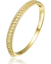 Genevive Jewelry - Genevive Sterling Plated With Cubic Zirconia Chain Link Stiff Bangle Bracelet - Lyst