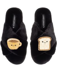 Laines London - Classic Slippers With Laines Loveables Tea & Toast Brooches - Lyst