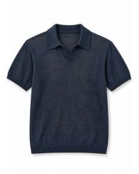 Vayla - Fine-Knit Relaxed Fit Open Collar Polo Shirt - Lyst