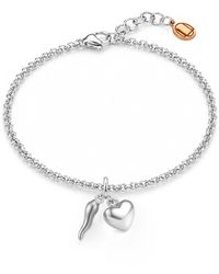 Unaloe - Sterling Italian Horn & Heart Bracelet – Symbolic Lucky Charm Jewelry For Handmade - Lyst