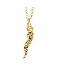 Unaloe - Italian Horn Goddess Pendant Necklace With Emerald – Plated - Lyst