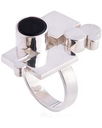 N'damus London - Ada Sterling & Leather Ring - Lyst