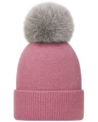 Hortons England - Fluffy Mohair Pom Pkm Hat Mauve - Lyst