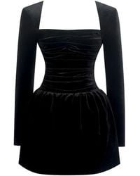 Miss Circle New York - Catrina Velvet Square Neck Bow-Tie Mini Dress - Lyst