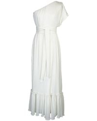 Jennafer Grace - Ivory Pleated One Shoulder Maxi Dress - Lyst