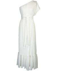 Jennafer Grace - Ivory Pleated One Shoulder Maxi Dress - Lyst