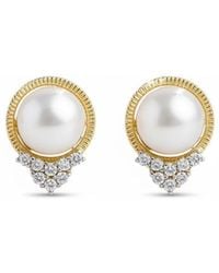 LÁTELITA London - Neutrals Solid 14K Diamond & Pearl Empress Earrings - Lyst
