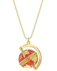 True Rocks - Small Spinning Globe Pendant 18kt Gold Plated & Red Enamel - Lyst