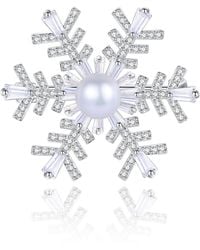 Classicharms - Pavé & Pearl Snowflake Multi Way Brooch Pendant - Lyst