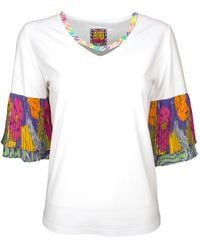 Lalipop Design - Blouse With Pleated Sleeves&detachable Colorful Half Chain - Lyst