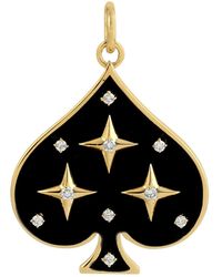 Artisan - 14k Gold & Natural Diamond With Enamel Ace Of Spades In Stars Pendant - Lyst