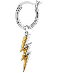 True Rocks - 2Tone Mini Lightning Bolt Charm Sterling & 18Kt Plate On Hoop - Lyst
