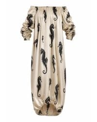 Julia Allert - Neutrals Ivory Off-Shoulder Seahorse Loose-Fit Dress – Capsule Edition - Lyst