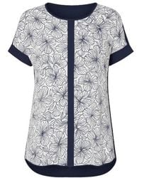 Conquista - Short Sleeve Panel Detail Floral Top - Lyst