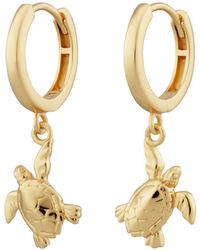 Lily Charmed - Plated Turtle Charm Hoop Earrings - Lyst