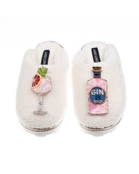 Laines London - Neutrals Teddy Closed Toe Slippers With Rosa & Grapefruit Gin Brooches - Lyst