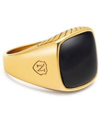 Nialaya - Gentlemen's Signet Ring With Onyx - Lyst