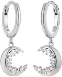 Vanhi - Crescent Moon Crystal Charm Hoop - Lyst