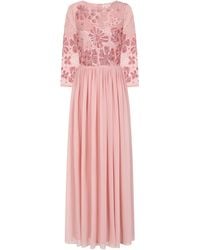 Frock and Frill - Lovella Blush Floral Embellished Maxi Dress - Lyst