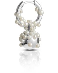 Kasun - Pearl Droplet Hoop Earrings - Lyst