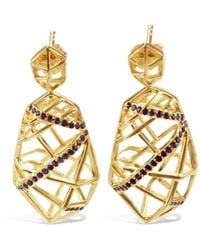 Bellus Domina - Plated Openwork Amethyst Earrings - Lyst