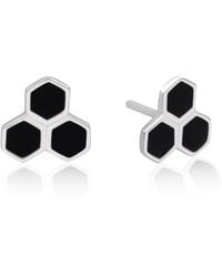 The Jewelz - Triple Hexagon Enamel Stud Earrings - Lyst