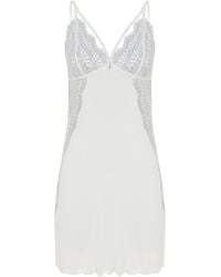 Oh!Zuza - Poem Short Lace-Trim Nightdress – Cream - Lyst