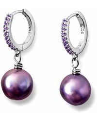 Ninemoo - Velours Nocturne Pearl Hoop Earrings - Lyst