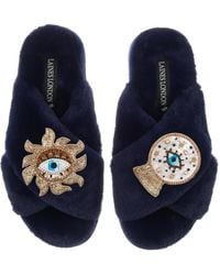 Laines London - Classic Laines Slippers With Double Mystic Eye Brooches - Lyst