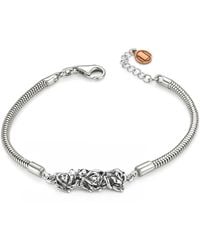 Unaloe - Fusion Triple Rose Sterling Snake Chain Bracelet For - Lyst