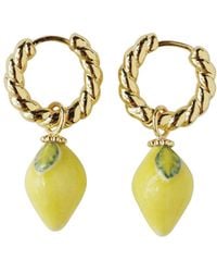 POPORCELAIN - Mini Porcelain Lemon Hoop Earrings - Lyst
