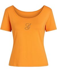 Conquista - Scoop-Neck Cotton T-Shirt With Studded Detail - Lyst