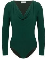 Maan Istanbul - Drape Deep Collar Bodysuit - Lyst