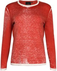 NY CHARISMA Red Cotton Hand Print Pullover