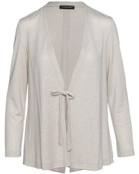 Conquista - Neutrals Open Front Linen Cardigan - Lyst