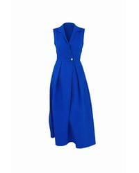 Girl In Mind - Hazel Tailored Sleeveless Midi Dress Cobalt - Lyst