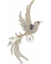 Angel Barocco - Crystal Bird Brooch With Pearl Accent - Lyst