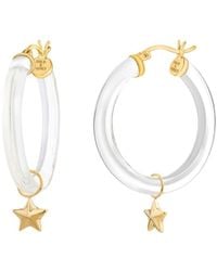 Gold & Honey - Mini Star Charm Hoop Earrings - Lyst
