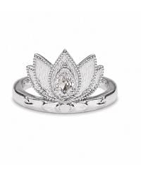 Aurozia - Lotus Within Rhodium Plated Sterling Blooming Lotus Drop Adjustable Open Ring - Lyst