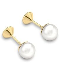 Posh Totty Designs - Gold Pearl And Cz Stud Earrings - Lyst