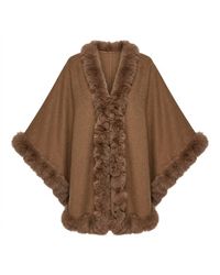 Saachi - Faux Fur Cape Saddle Kimono - Lyst