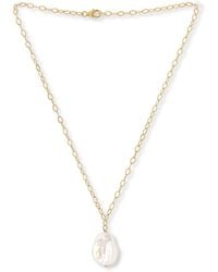 Pearls of the Orient Online - Decus Keishi Pearl Drop Necklace On Soft Diamond Shape Plate Chain - Lyst