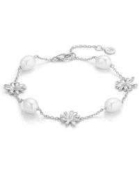 Lulu B London - Daisy Flower & Pearl Chain Bracelet - Lyst